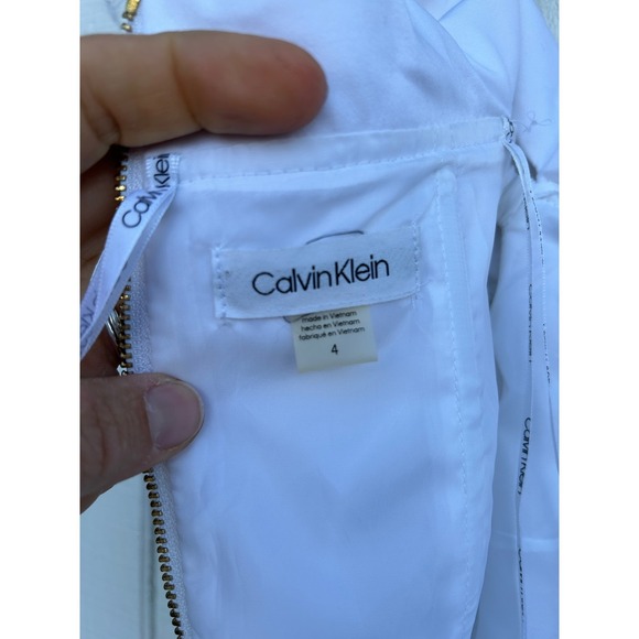 Calvin Klein White Off Shoulder Dress, Fit and Flare, Size 4 - Picture 6 of 6